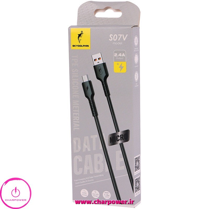  کابل شارژ USB-A به Micro طول 100 سانتی متر اسکای دلفین Sky Dolphin مدل S07V جریان 2.4 آمپر چارپاور 