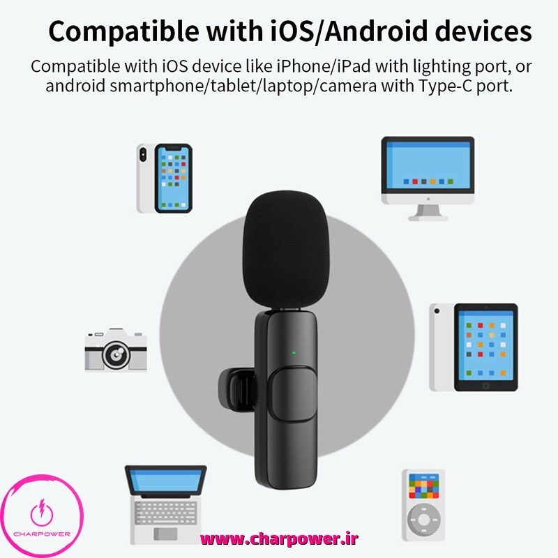  فروش میکروفون یقه‌ای بیسیم Type-C مدل K8 