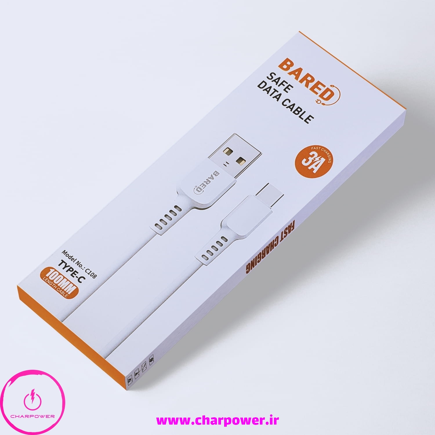  خرید کابل شارژ USB به Type-C طول 100 سانتی متر بارد Bared مدل C108 جریان 3 آمپر 