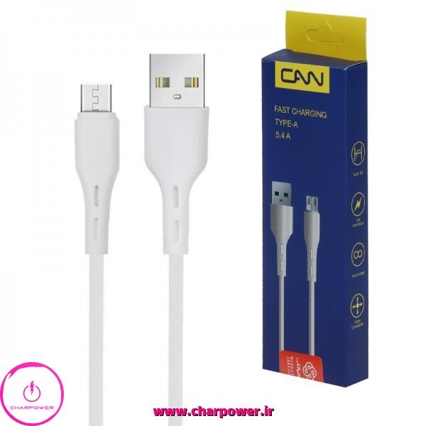  کابل شارژ USB-A به Micro طول 80 سانتی متر کن Can مدل 1115 جریان 5.4 آمپر 
