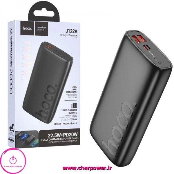 پاوربانک هوکو Hoco مدل J122A ظرفیت 20000 توان 22.5 وات