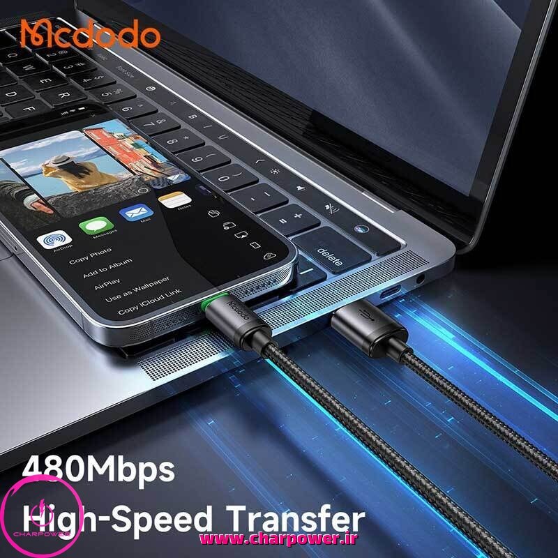  کابل شارژ USB-A به Lightning طول 100 سانتی متر مک دودو Mcdodo مدل CA-2030 جریان 3 آمپر چارپاور 