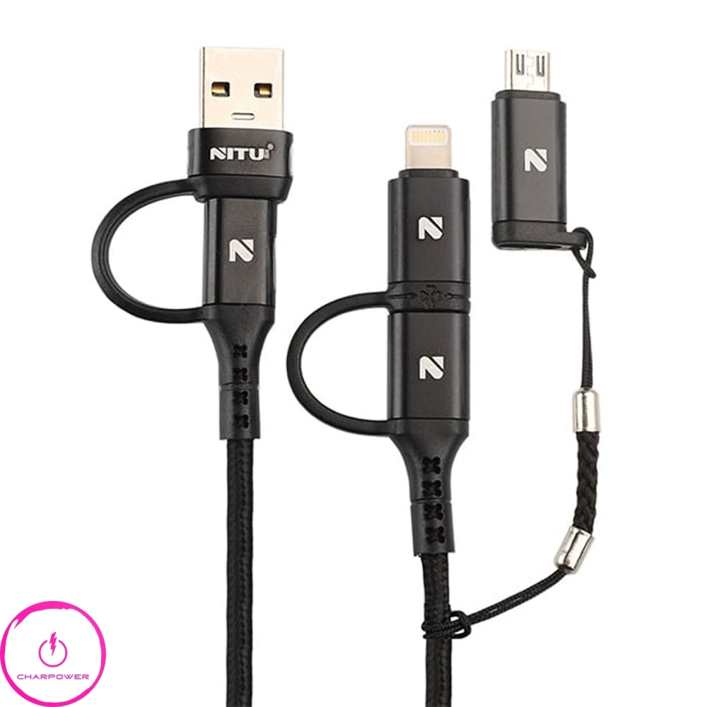  کابل شارژ USB-A/Type-C به Type-C/Lightning/Micro USB طول 100 سانتی متر نیتو Nitu مدل NT-UC062 توان 25 وات 