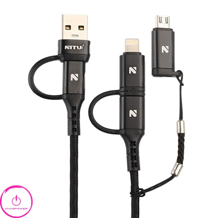 کابل شارژ USB-A/Type-C به Type-C/Lightning/Micro USB طول 100 سانتی متر نیتو Nitu مدل NT-UC062 توان 25 وات