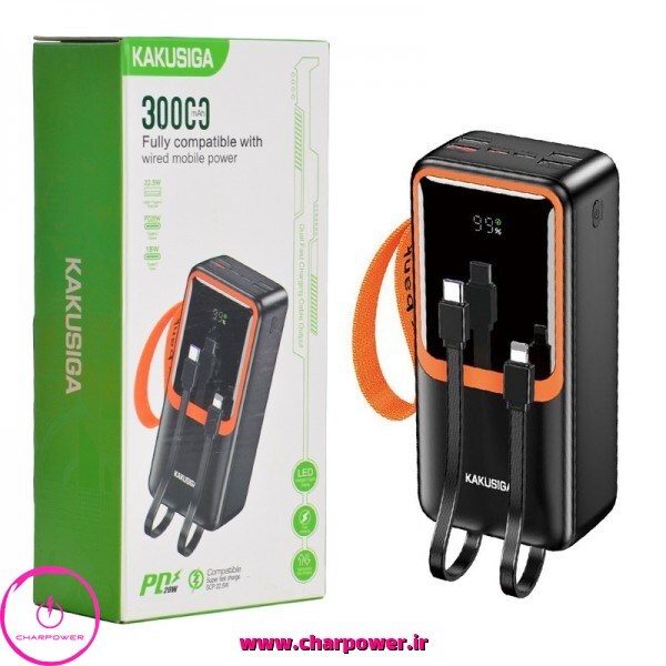  پاوربانک کاکوسیگا Kakusiga مدل KSC-1089 ظرفیت 30000 توان 22.5 وات 