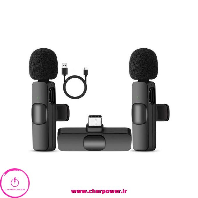 میکروفون یقه‌ای بیسیم دوکاربر Type-C مدل K8 Dual