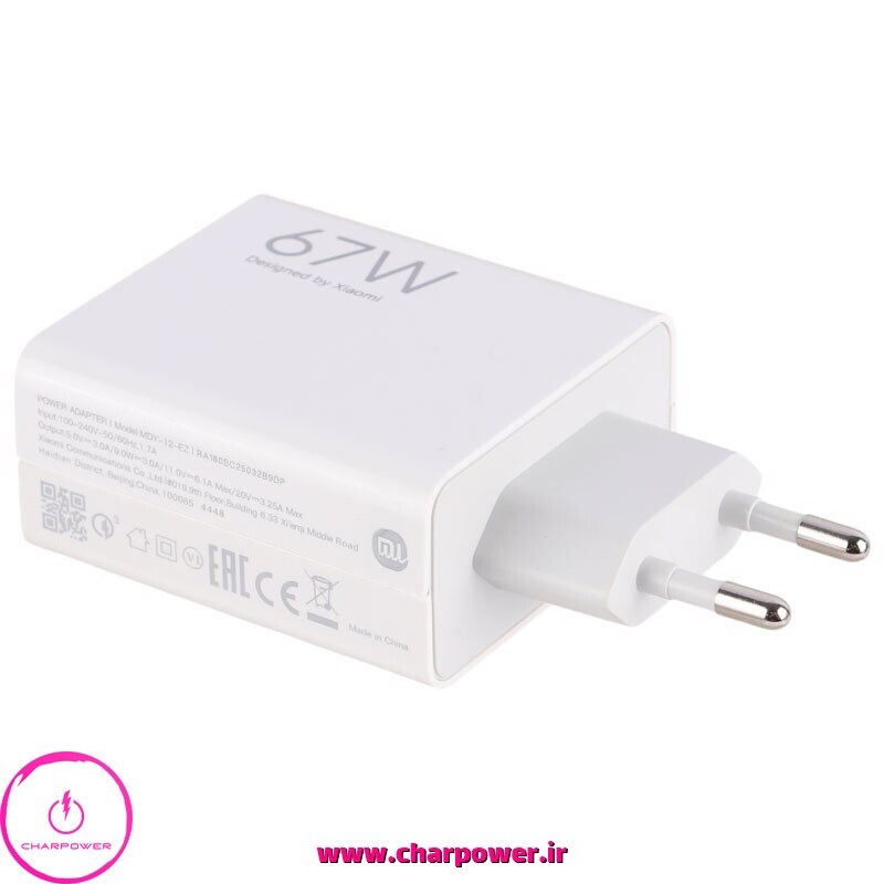  قیمت شارژر دیواری شیائومی Xiaomi مدل MDY-12-ES توان 67 وات اورجینال 