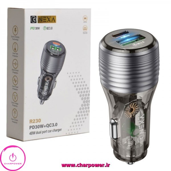 شارژر فندکی فست شارژ نکسا Nexa مدل R230 توان 48 وات