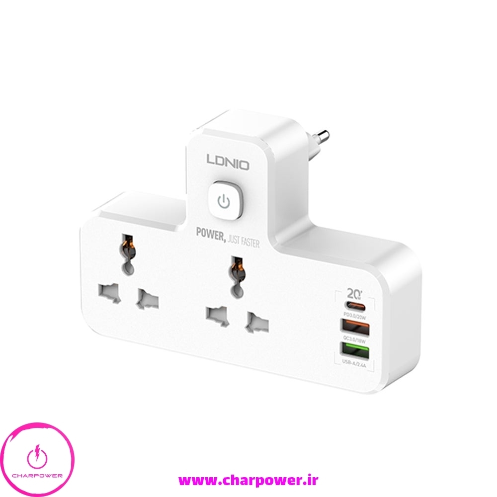  خرید چند راهی و شارژر و محافظ برق USB الدینیو LDNIO مدل SC2311 توان 2500 وات 