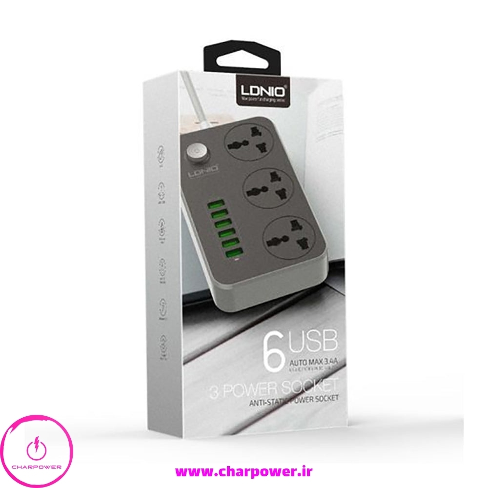  فروش چند راهی و شارژر USB الدینیو LDNIO مدل SC3604 توان 2500 وات 