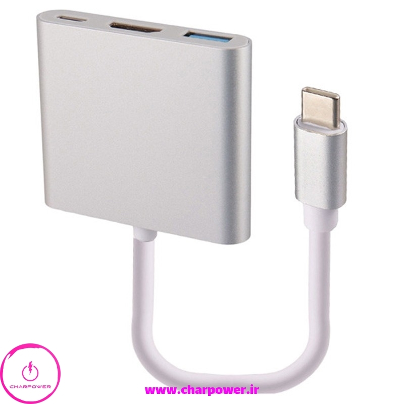  فروش کابل انتقال تصویر Type-C به HDMI/USB 3.0/ Type-C (PD) 