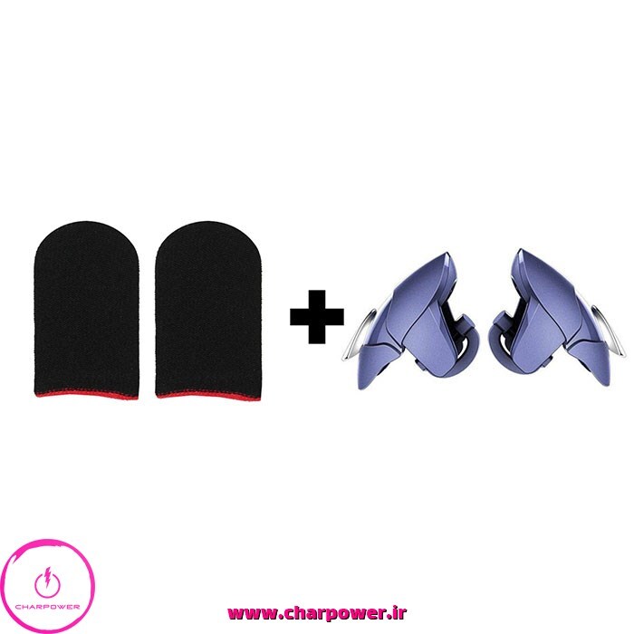 دسته بازی موبایل و تریگر PubG انگشتی CH-5 Blue Shark + آستین کنترل کننده