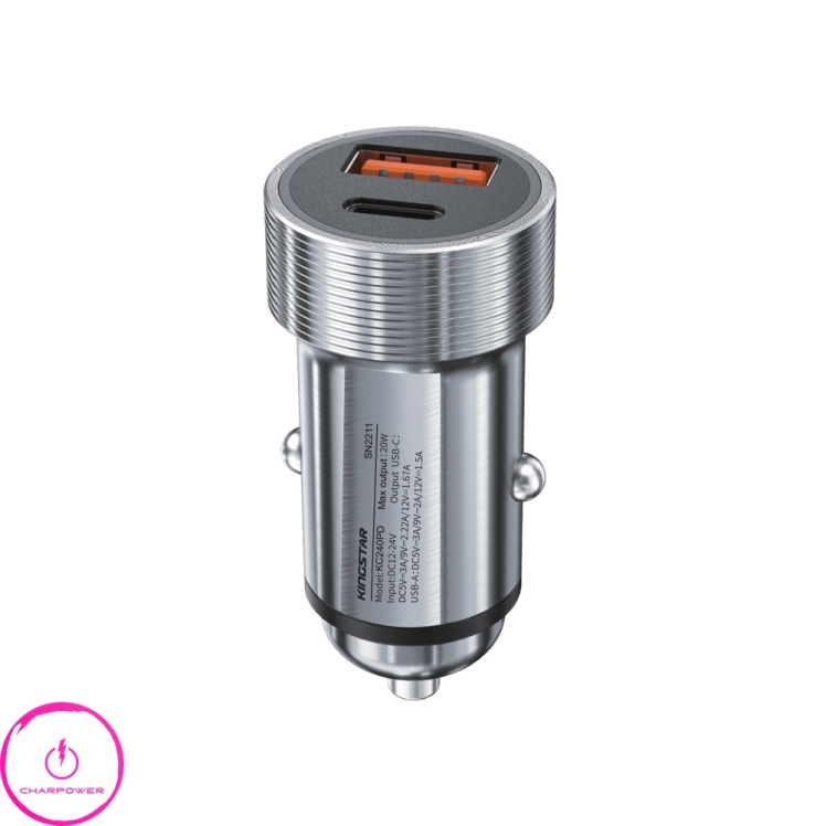 شارژر فندکی فست شارژ کینگ استار KINGSTAR مدل KC240PD توان 20 وات
