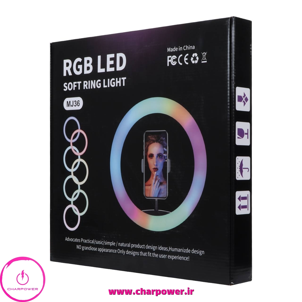  قیمت رینگ لایت 14 اینچ RGB مدل MJ36 توان 25 وات 