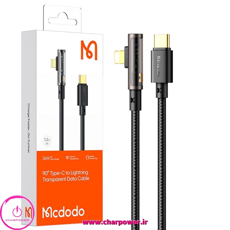  کابل شارژ ( یکسر Type-C (L به Lightning طول 120 سانتی متر مک دودو Mcdodo مدل ca-3390 توان 36 وات 