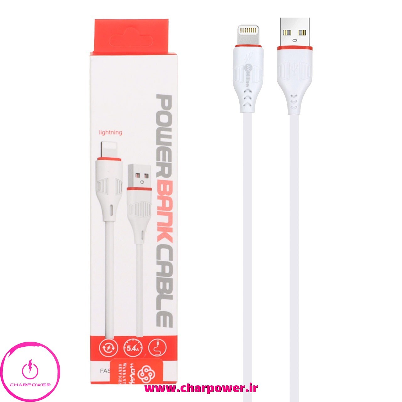  کابل شارژ کوتاه فست شارژ USB-A به Lightning طول 30 سانتی متر میلر Miller مدل Ca-1444 