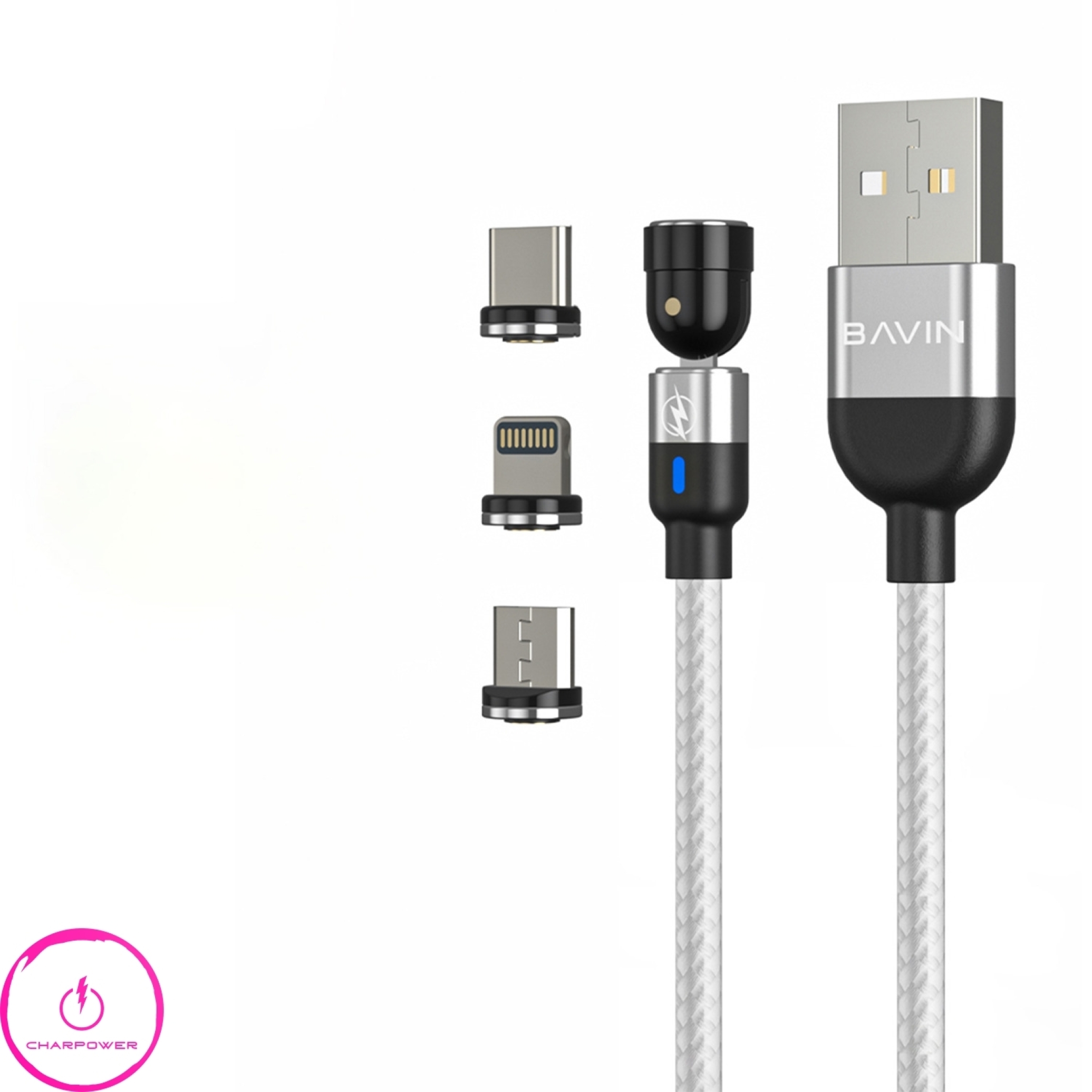  کابل شارژ USB-A به Type-C/Lightning/Micro USB طول 100 سانتی متر باوین Bavin مدل CB_223 