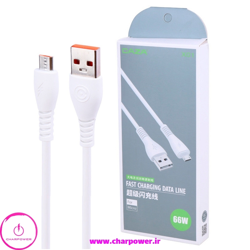  قیمت کابل شارژ USB به Micro USB طول 88 سانتی متر کی زا Caza مدل X01 توان 66 وات 