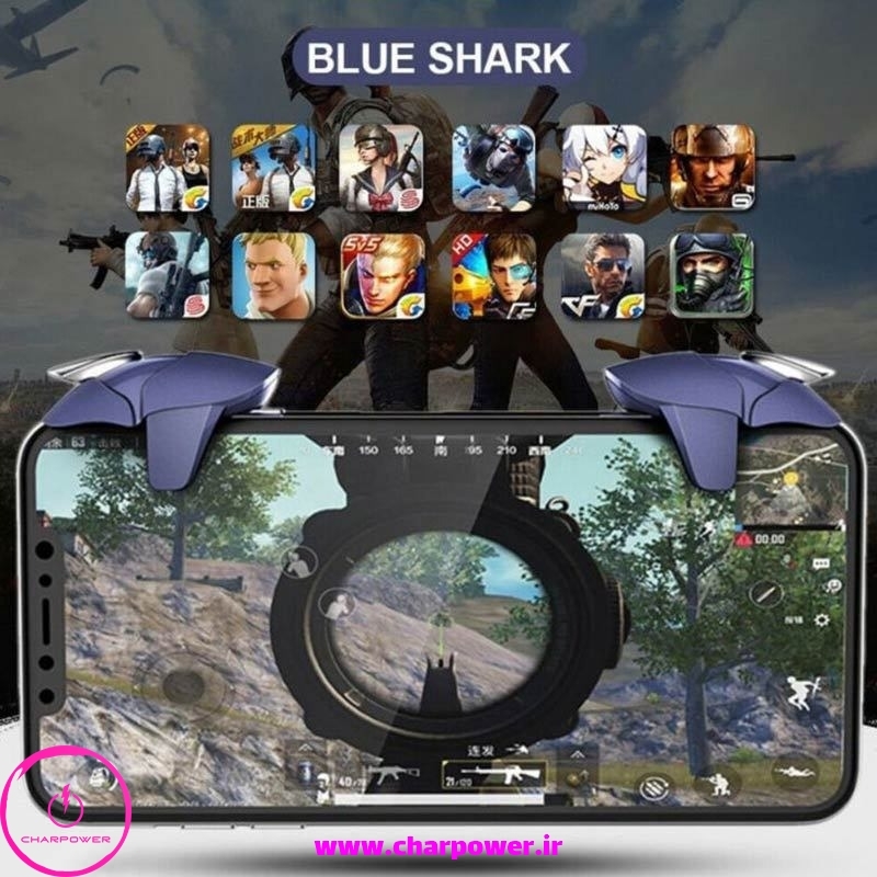  دسته بازی PubG انگشتی CH-5 Blue Shark چارپاور 