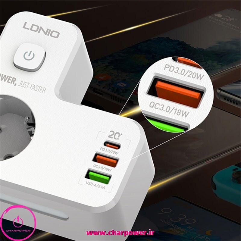  فروش چند راهی و شارژر الدینیو LDNIO مدل SE2337 توان 2500 وات 