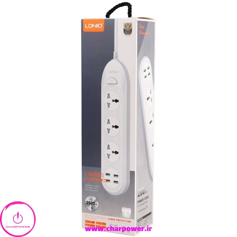  قیمت چند راهی، محافظ برق و شارژر USB الدینیو LDNIO مدل SC-16 توان 2500 وات 