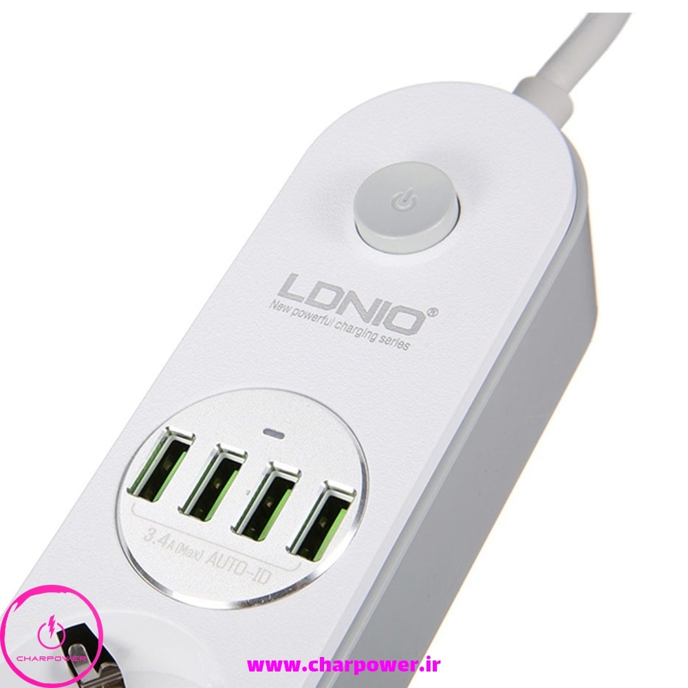  خرید چند راهی، محافظ برق و شارژر USB الدینیو LDNIO مدل SE4432 توان 2500 وات 