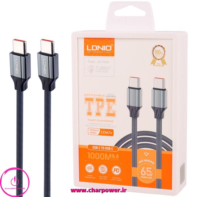  کابل شارژ Type-C به Type-C طول 100 سانتی متر الدینیو LDNIO مدل LC441c 