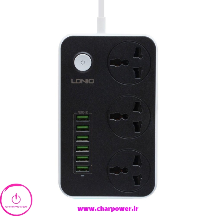 چند راهی و شارژر USB الدینیو LDNIO مدل SC3604 توان 2500 وات