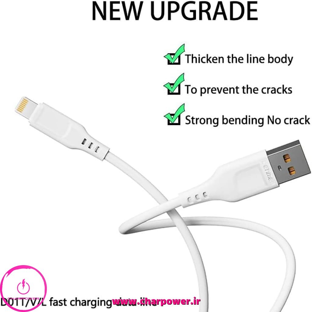  قیمت کابل شارژ USB به Lightning طول 100 سانتی متر دنمن denmen مدل D01L جریان 2.4 آمپر 