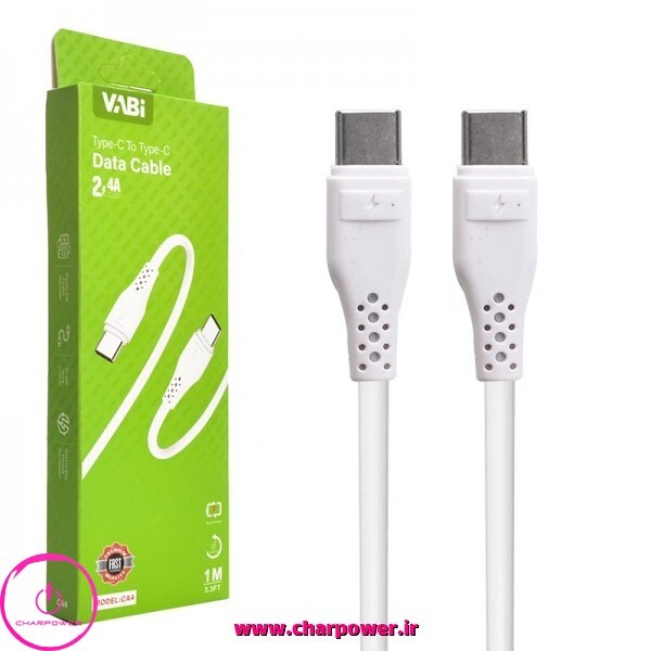 کابل شارژ Type-C به Type-C طول 100 سانتی متر وابی Vabi مدل CA4 جریان 2.4 آمپر
