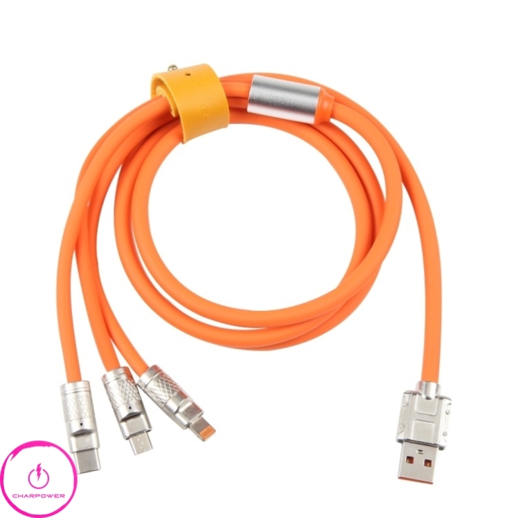 کابل شارژ USB-A به Type-C/Lightning/Micro طول 100 سانتی متر ترکا TREQA مدل CA-880 توان 100 وات
