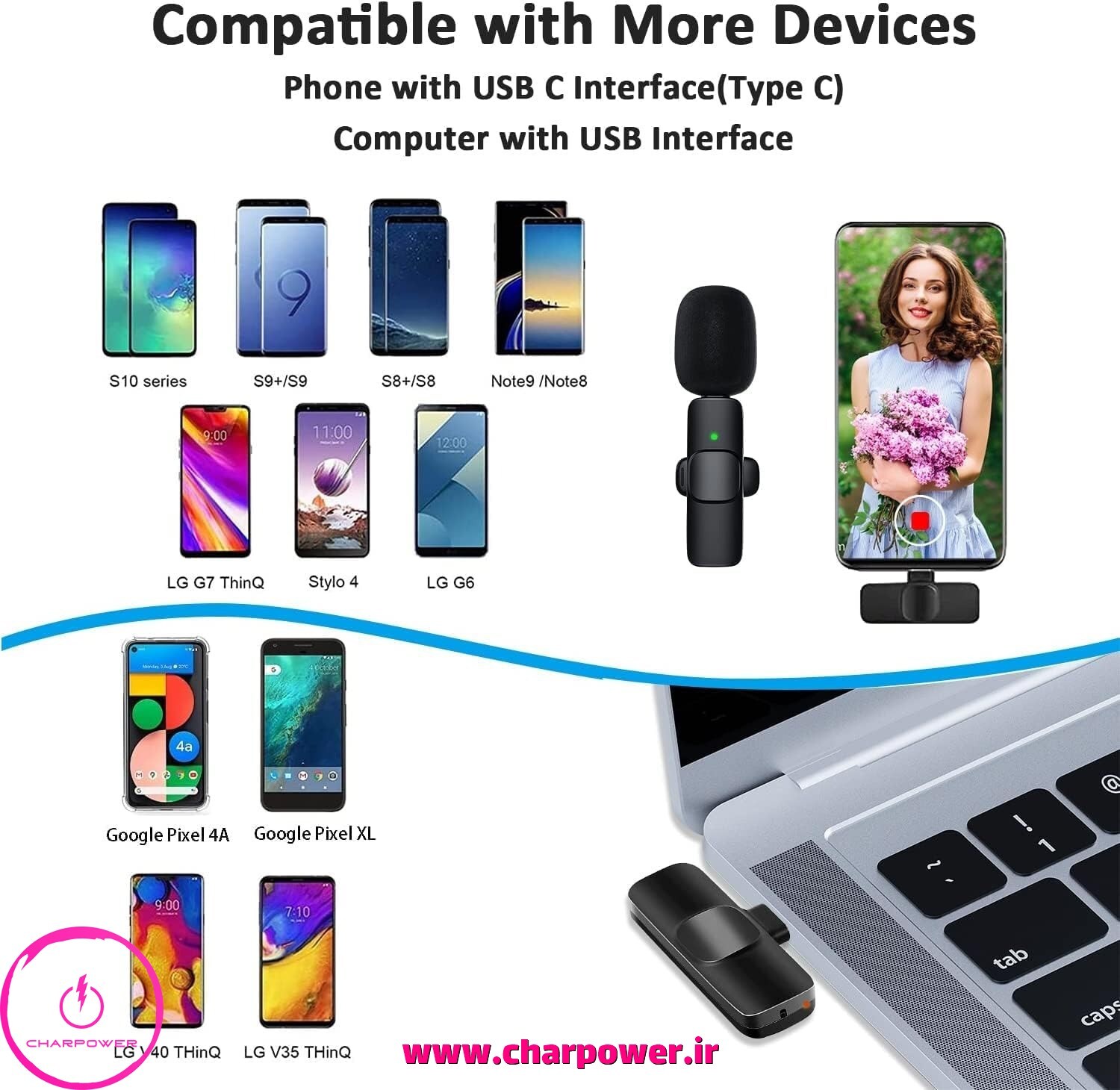  قیمت میکروفون یقه‌ای بیسیم دوکاربر Type-C مدل K8 Dual 