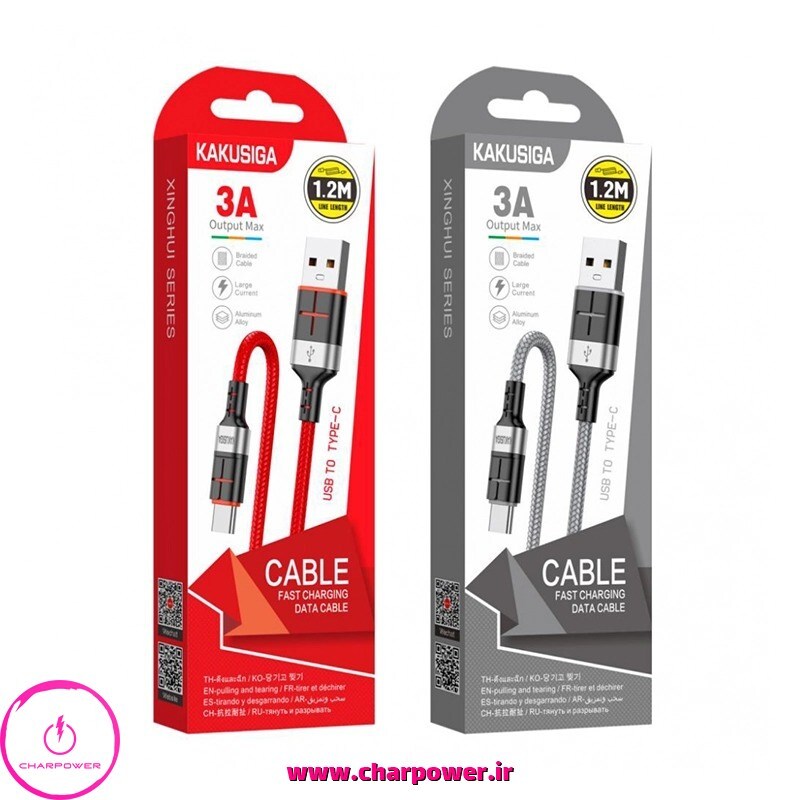  خرید کابل شارژ USB-A به Type-C طول 1.2 متر کاکوسیگا Kakusiga مدل KSC-696 جریان 3 آمپر 