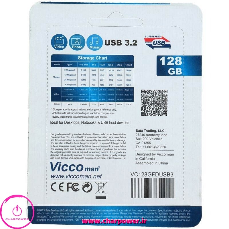  قیمت فلش مموری ویکومن ViccoMan مدل VC374 ظرفیت 128 گیگابایت 
