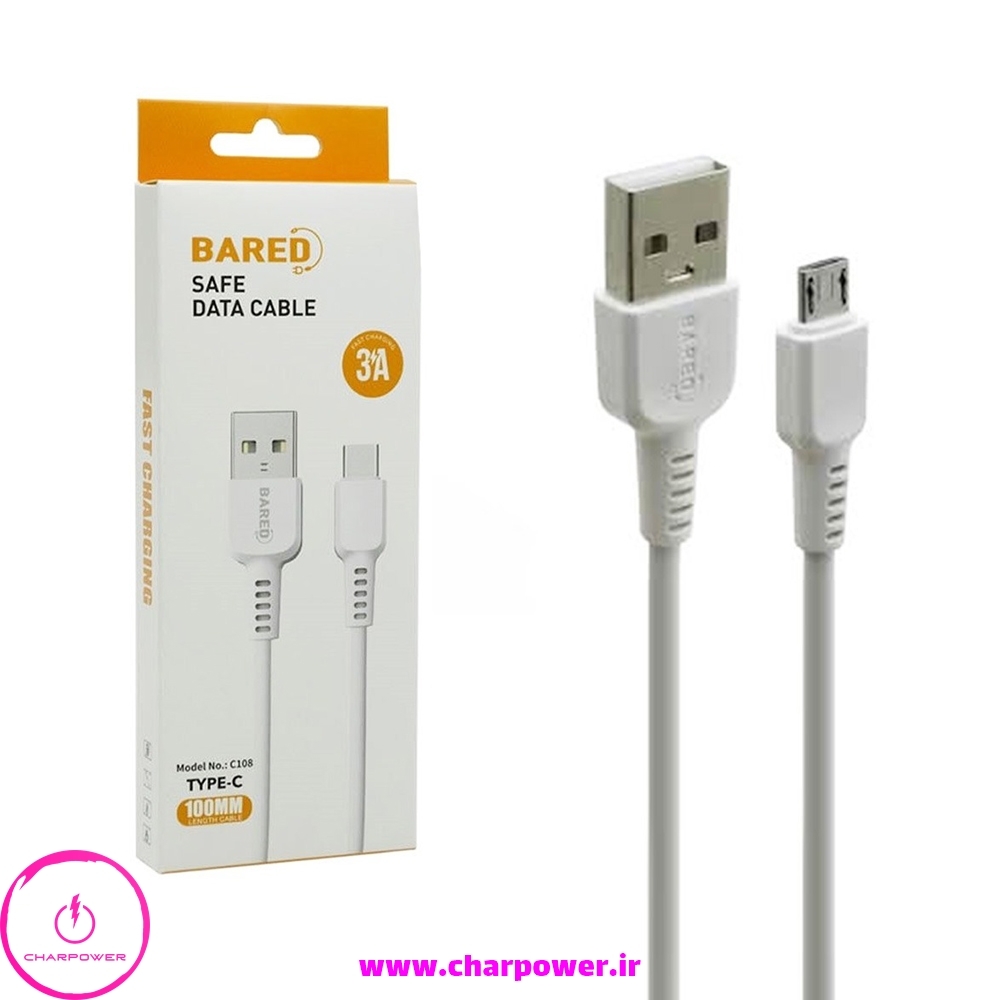  کابل شارژ USB به Type-C طول 100 سانتی متر بارد Bared مدل C108 جریان 3 آمپر 