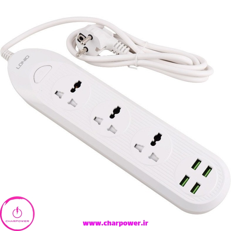  چند راهی، محافظ برق و شارژر USB الدینیو LDNIO مدل SC-16 توان 2500 وات 