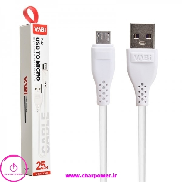  خرید کابل پاوربانکی USB-A به Micro طول 25 سانتی متر وابی Vabi مدل CA25 