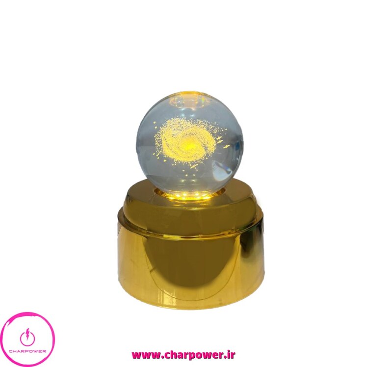 خرید چراغ خواب گوی کریستالی چرخشی قطر 6 با پایه