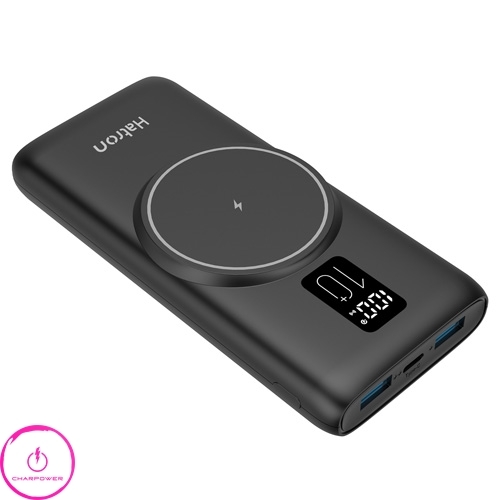پاوربانک وایرلس هترون Hatron مدل HPB1090PQW Wireless ظرفیت 10000 توان 22.5 وات