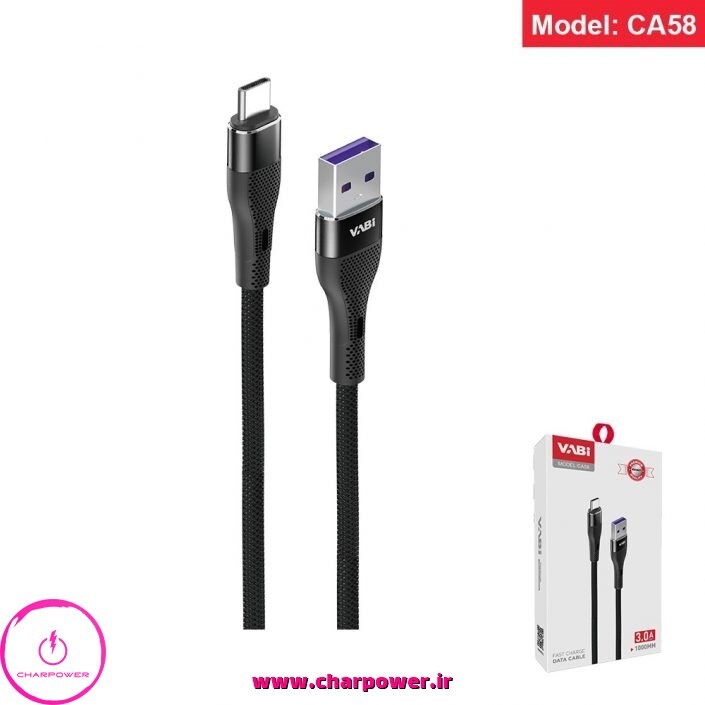 کابل شارژ USB-A به Type-C طول 100 سانتی متر وابی Vabi مدل CA58 جریان 3 آمپر