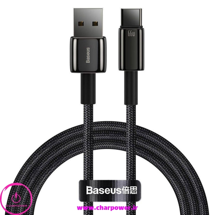کابل شارژ USB-A به Type-C طول 100 سانتی متر باسئوس Baseus مدل CATWJ-B01 توان 66 وات