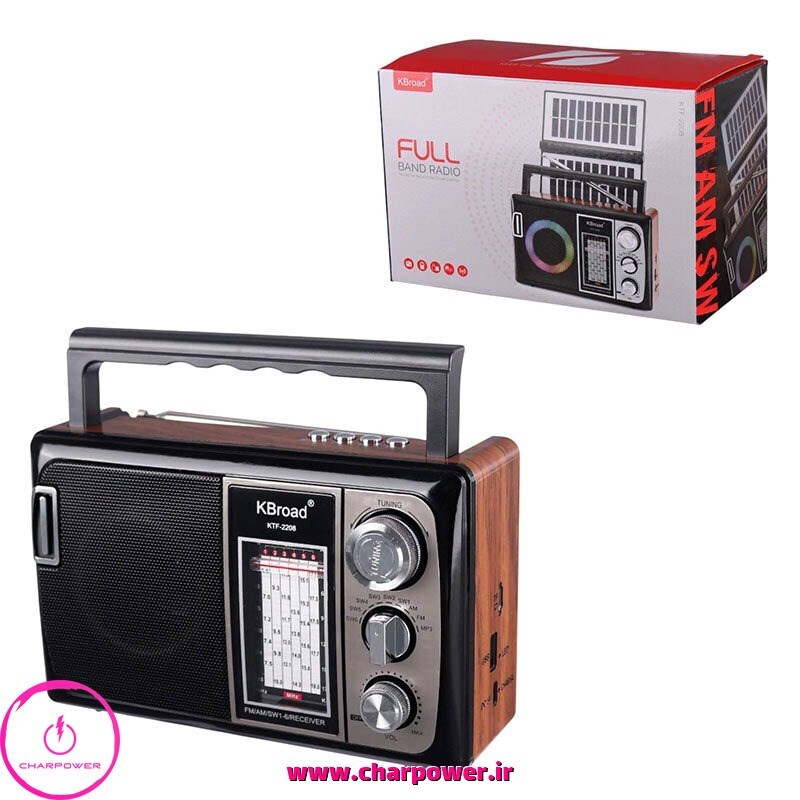 خرید اسپیکر بلوتوثی و رادیو خورشیدی کی برود KBroad مدل KTF-2208 