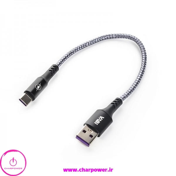  فروش کابل شارژ کوتاه USB-A به Type-C طول 25 سانتی متر وابی Vabi مدل CA30 