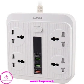 چند راهی، محافظ برق و شارژر USB الدینیو LDNIO مدل SC-18 توان 2500 وات