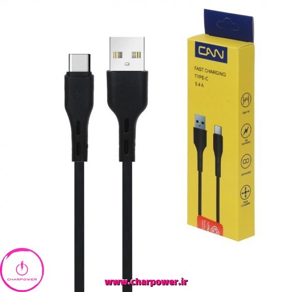  خرید کابل شارژ USB-A به Type-C طول 0.9 متر کن Can مدل 1116 جریان 5.4 آمپر 
