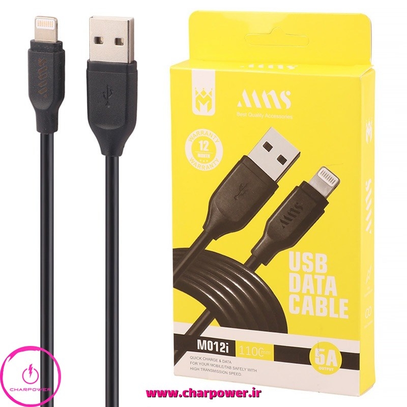  کابل شارژ USB به Lightning طول 110 سانتی متر مدل M012i جریان 5 آمپر 