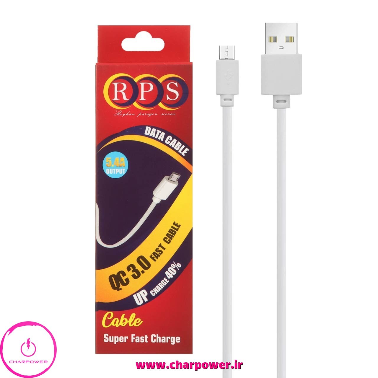  کابل شارژ USB به Micro USB طول 100 سانتی متر مدل RPS جریان 5.4 آمپر 