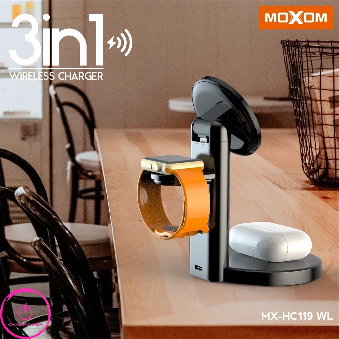  قیمت شارژر بی سیم چندکاره موکسوم Moxom مدل MX-HC119 WL توان 15W 