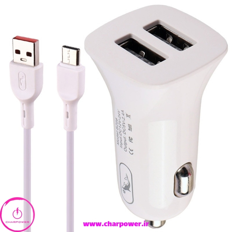 شارژر فندکی اسکای دلفین Sky dolphin مدل SZ08T توان 12 وات + کابل تایپ سی