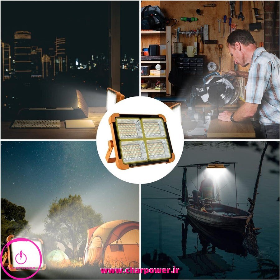 قیمت پاوربانک خورشیدی و پروژکتور سیار شارژی Solar Light با 288 لامپ LED 